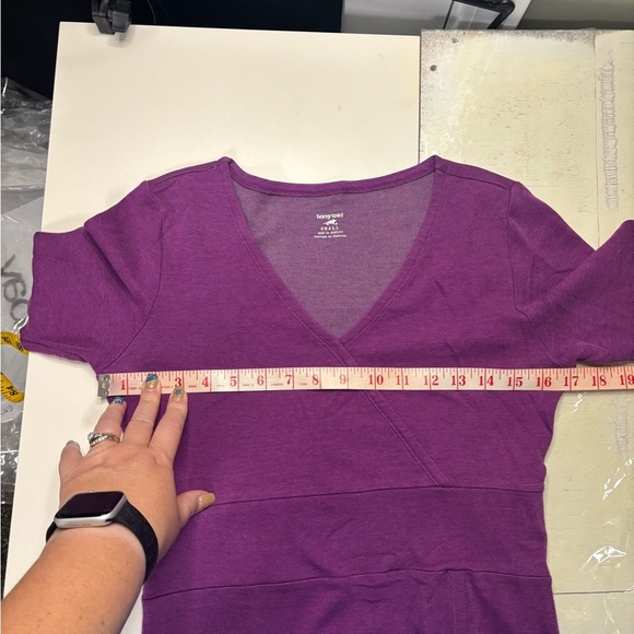 Horny Toad & co Long Sleeve Jersey Dress Purple Tencel Cotton V-Neck Size Small - Picture 5 of 8